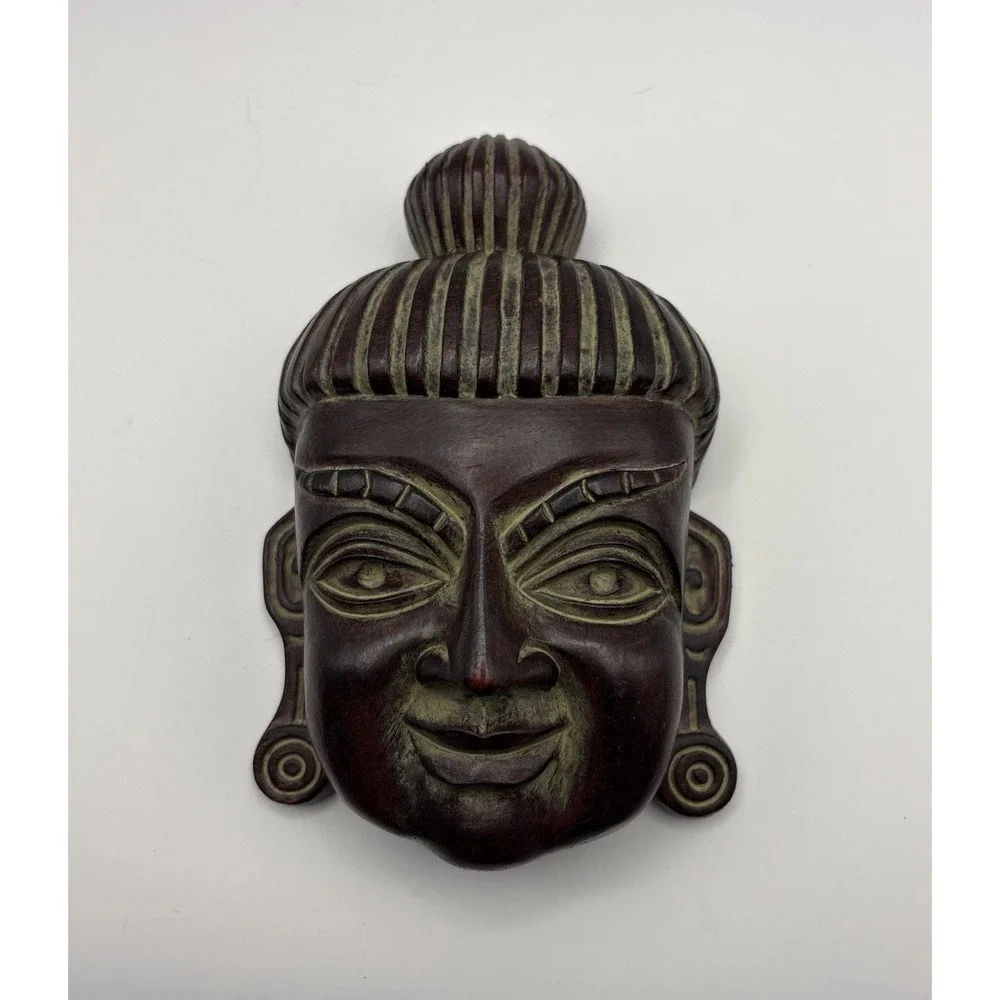 Buddha Wall Mask Resin Red‎ Finish Zen Meditation Asian Wall Decor Boho Spa Art